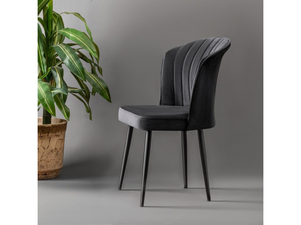 Set van 4 "Rubi" houten stoelen - 52 x 42 x 85 cm - Zwart