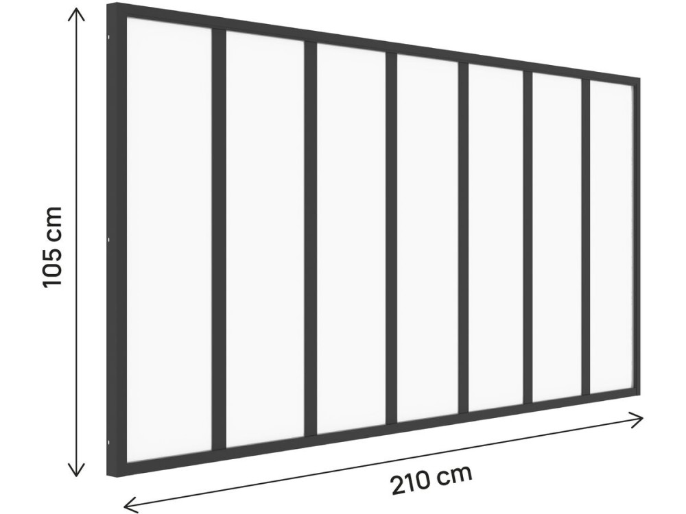 Aluminium atelieroverkapping "Panorama" - 210 x 105 cm - Zwart