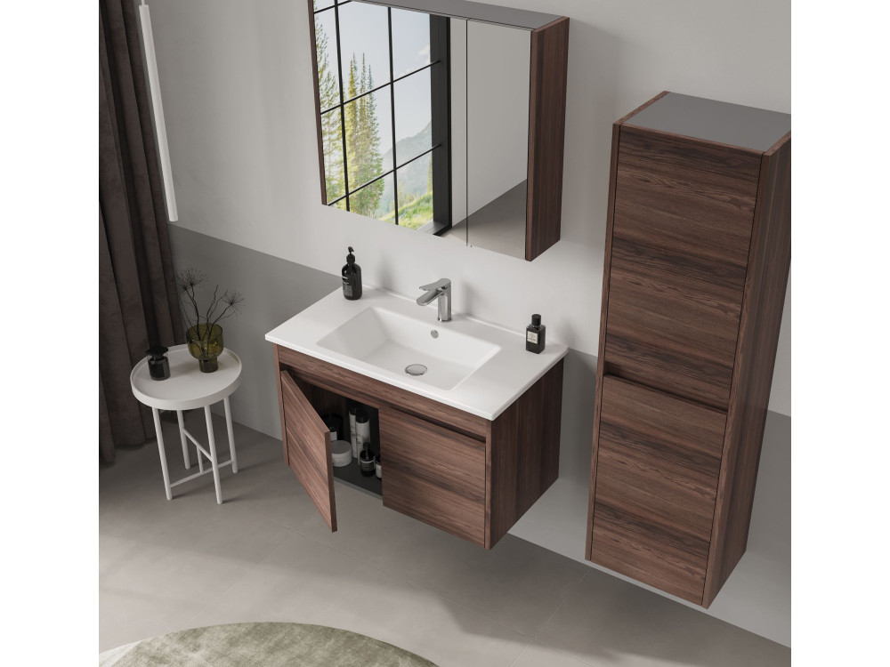 Badkamerkast "Side 40" - 40 x 27 x 138 cm - Dark Walnut