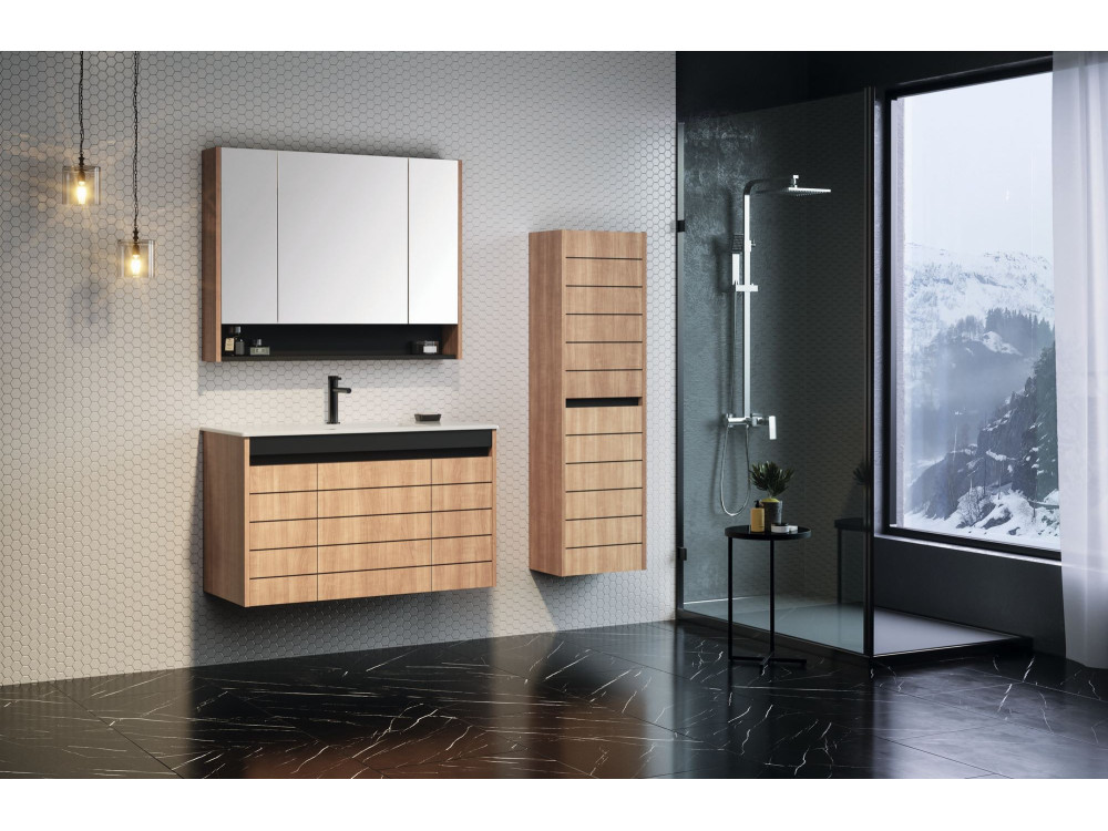 Badkamerkast "Ricato 40" - 42 x 27 x 138 cm - Walnoot