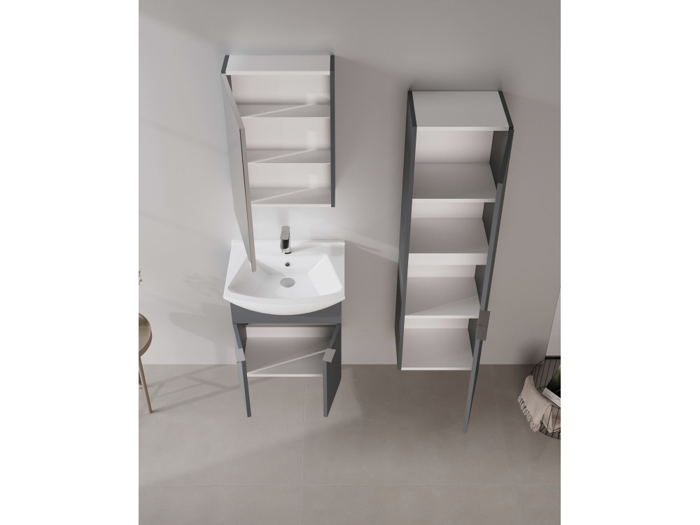 Badkamerkast "Purus Desna 40" - 40 x 32 x 138 cm - Mat antraciet