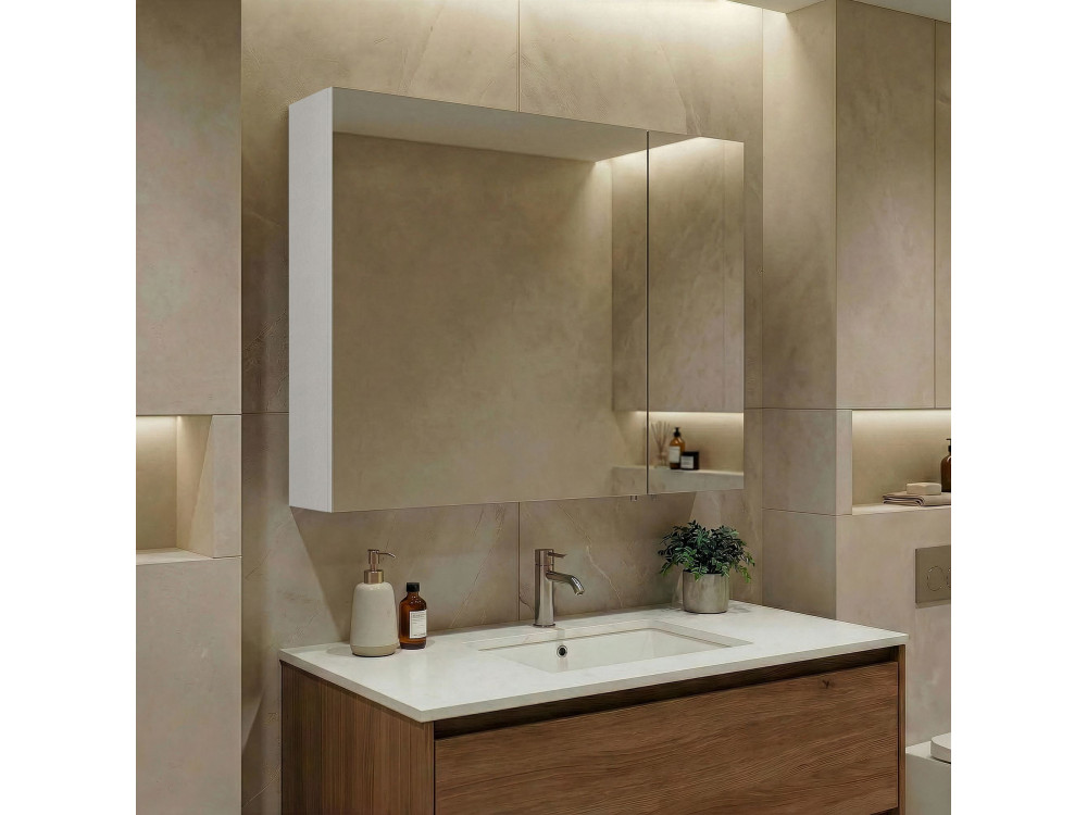 Badkamermeubel met spiegel "Side 80" - 79 x 16 x 66 cm - Matwit