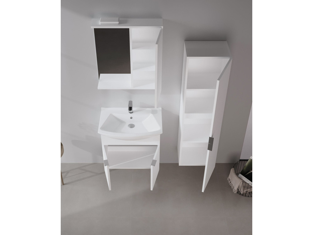 Badkamermeubel met spiegel "Purus 65" - 63 x 18 x 68 cm - Wit