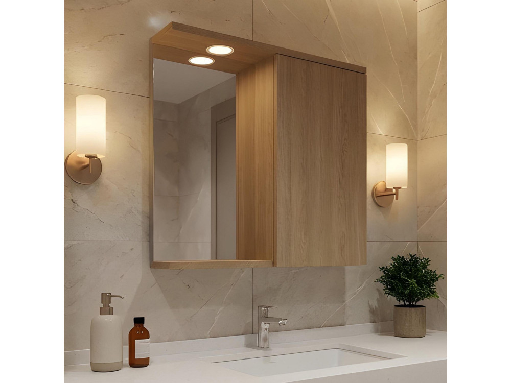 Badkamermeubel met spiegel "Purus 80" - 75 x 18 x 68 cm - Sonomo Oak