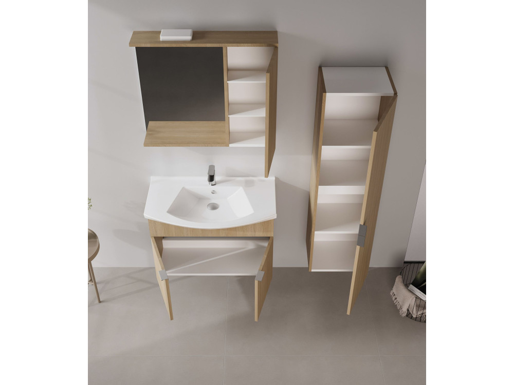 Badkamermeubel met spiegel "Purus 80" - 75 x 18 x 68 cm - Sonomo Oak