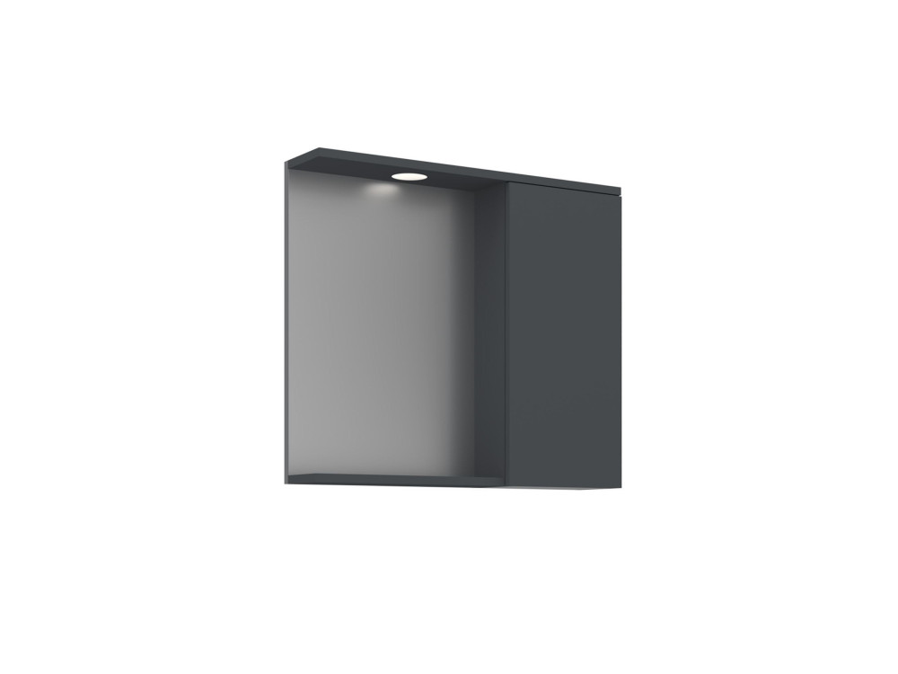 Badkamermeubel met spiegel "Purus 80" - 75 x 18 x 68 cm - Mat antraciet