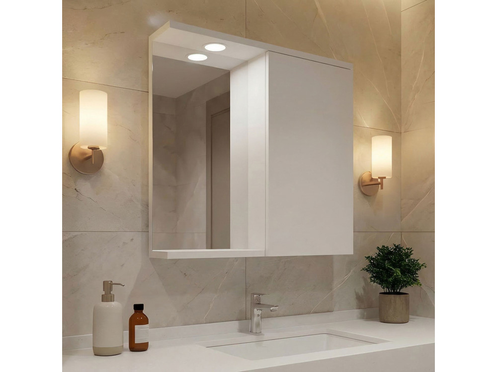 Badkamermeubel met spiegel "Purus 80" - 75 x 18 x 68 cm - Wit