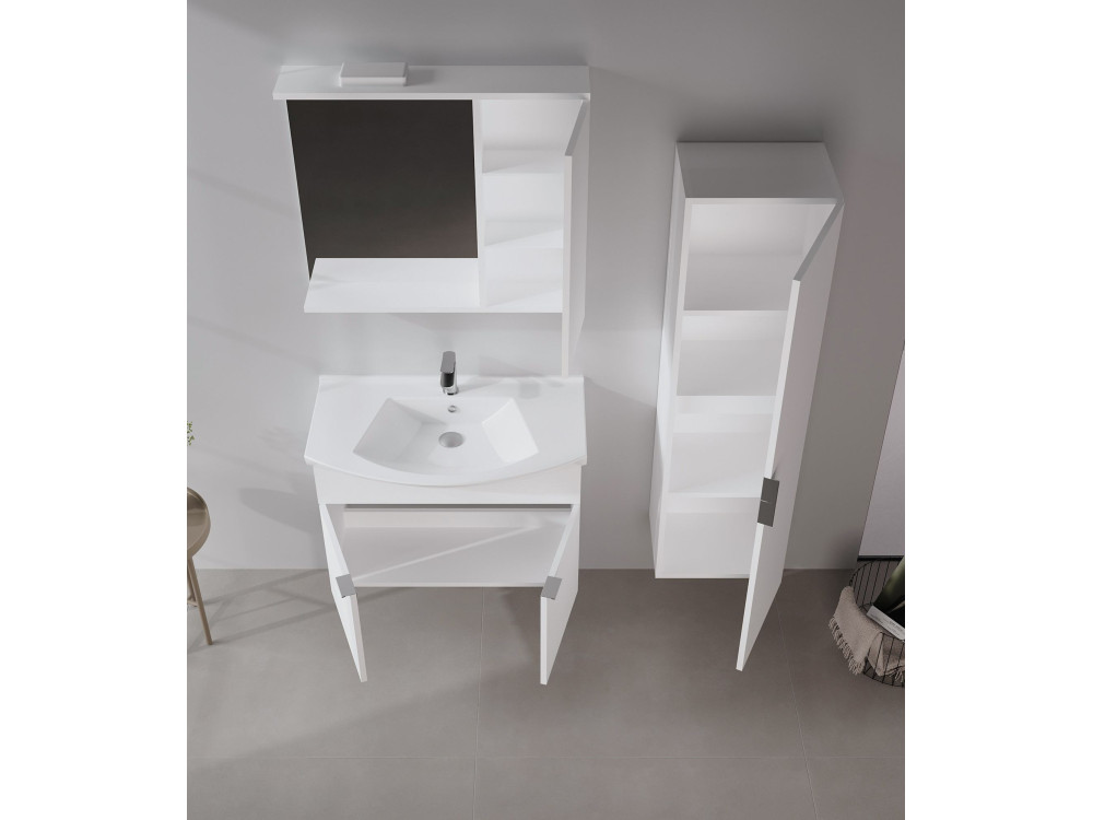 Badkamermeubel met spiegel "Purus 80" - 75 x 18 x 68 cm - Wit