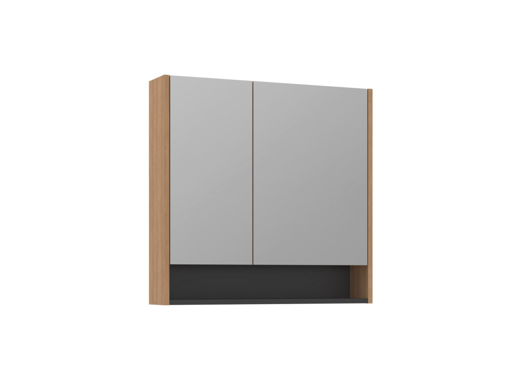 Badkamermeubel met spiegel "Ricato 80" - 80 x 16 x 78 cm - Walnoot