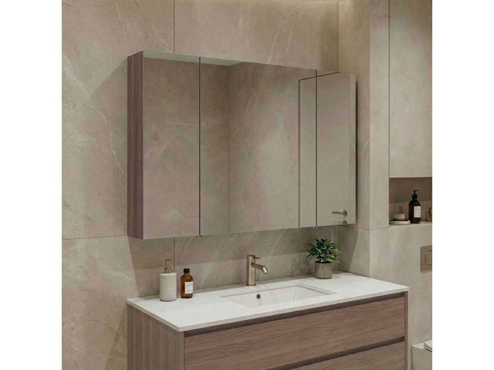 Badkamermeubel met spiegel "Side 100" - 100 x 16 x 66 cm - Dark Walnut