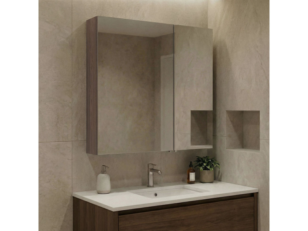 Badkamermeubel met spiegel "Side 60" - 60 x 16 x 66 cm - Dark Walnut