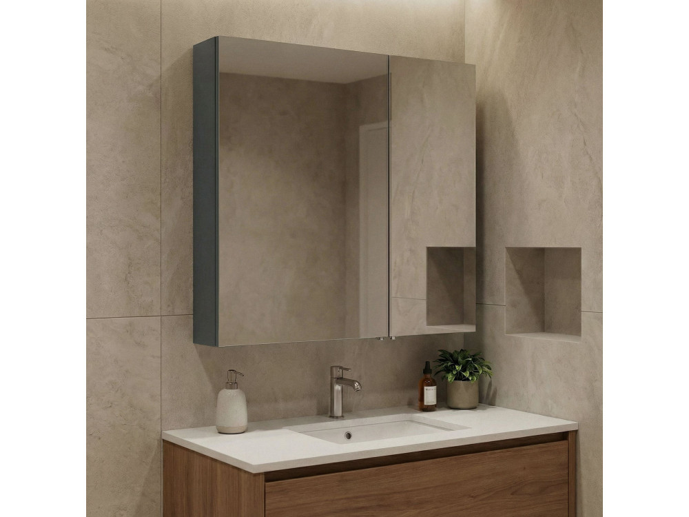 Badkamermeubel met spiegel "Side 60" - 60 x 16 x 66 cm - Mat antraciet