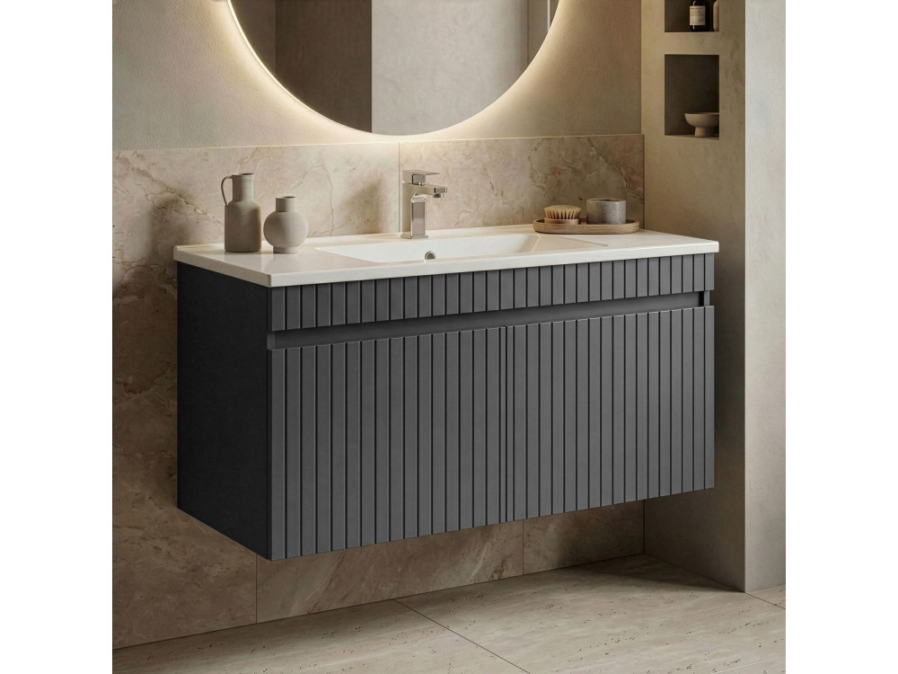 Wastafelmeubel "Tivoli 100" - 100 x 45 x 57 cm - Mat antraciet