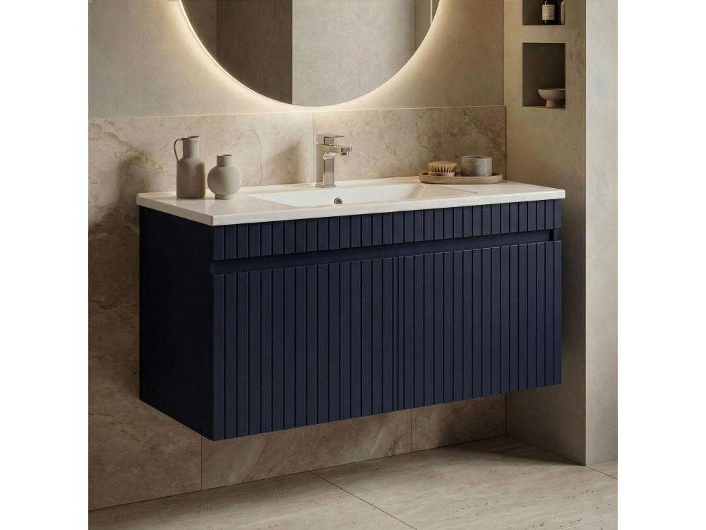 Wastafelmeubel "Tivoli 100" - 100 x 45 x 57 cm - Mat marineblauw
