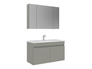 Wastafelmeubel met spiegel (2-delig) "Tivoli 100" - 100 x 45 x 66 cm - Mat Cashmere