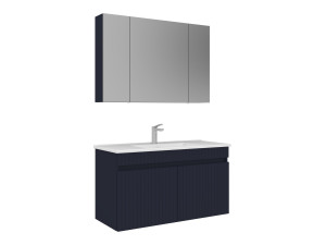 Wastafelmeubel met spiegel (2-delig) "Tivoli 100" - 100 x 45 x 57 cm - Mat marineblauw