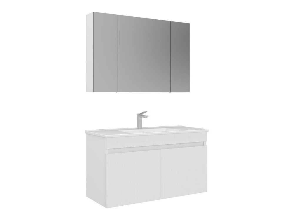 Wastafelmeubel met spiegel (2-delig) "Tivoli 100" - 100 x 45 x 66 cm - Matwit