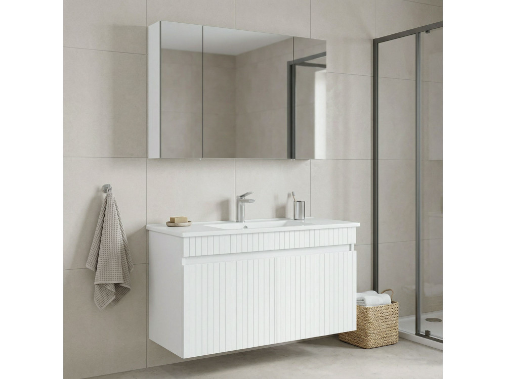 Wastafelmeubel met spiegel (2-delig) "Tivoli 100" - 100 x 45 x 66 cm - Matwit