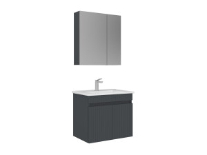 Wastafelmeubel met spiegel (2-delig) "Tivoli 65" - 65 x 45 x 57 cm - Mat antraciet