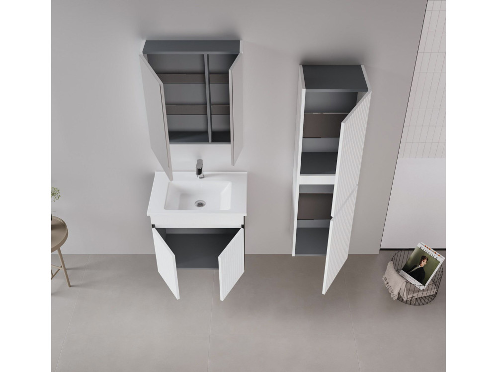 Wastafelmeubel met spiegel (2-delig) "Tivoli 65" - 65 x 45 x 57 cm - Matwit