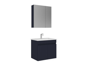 Wastafelmeubel met spiegel (2-delig) "Tivoli 65" - 65 x 45 x 57 cm - Mat marineblauw