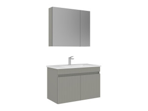 Wastafelmeubel met spiegel (2-delig) "Tivoli 85" - 85 x 45 x 57 cm - Mat Cashmere
