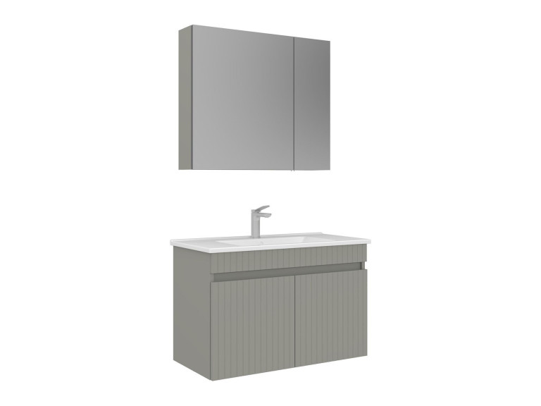 Wastafelmeubel met spiegel (2-delig) "Tivoli 85" - 85 x 45 x 57 cm - Mat Cashmere