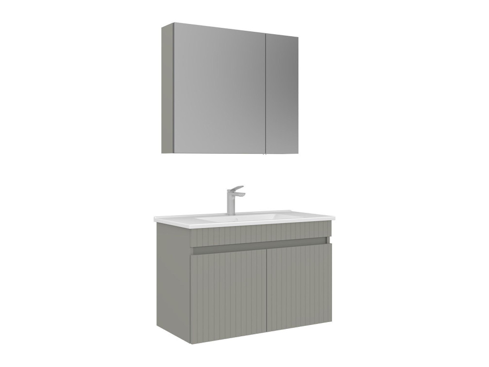 Wastafelmeubel met spiegel (2-delig) "Tivoli 85" - 85 x 45 x 57 cm - Mat Cashmere