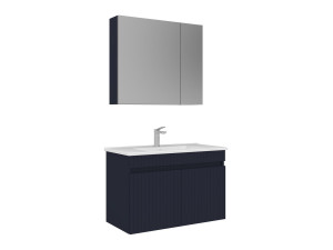 Wastafelmeubel met spiegel (2-delig) "Tivoli 85" - 85 x 45 x 57 cm - Mat marineblauw