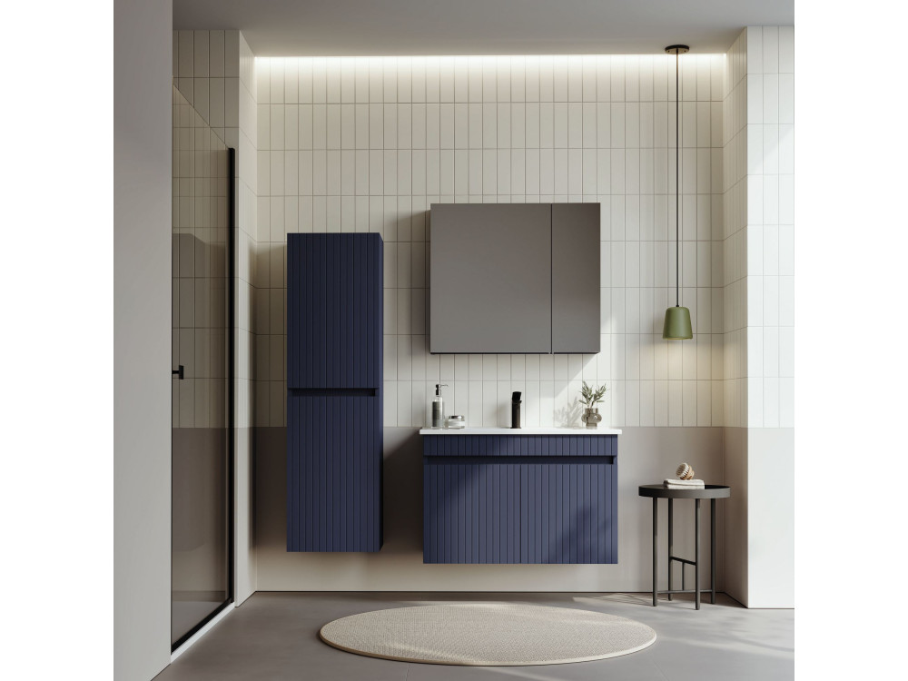 Wastafelmeubel met spiegel (2-delig) "Tivoli 85" - 85 x 45 x 57 cm - Mat marineblauw