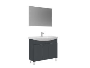 Wastafelmeubel met spiegel (2-delig) "Purus 100" - 100 x 50 x 83 cm - Mat antraciet