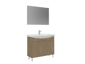 Wastafelmeubel met spiegel (2-delig) "Purus 100" - 100 x 50 x 83 cm - Eiken