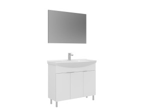 Wastafelmeubel met spiegel (2-delig) "Purus 100" - 100 x 50 x 83 cm - Wit