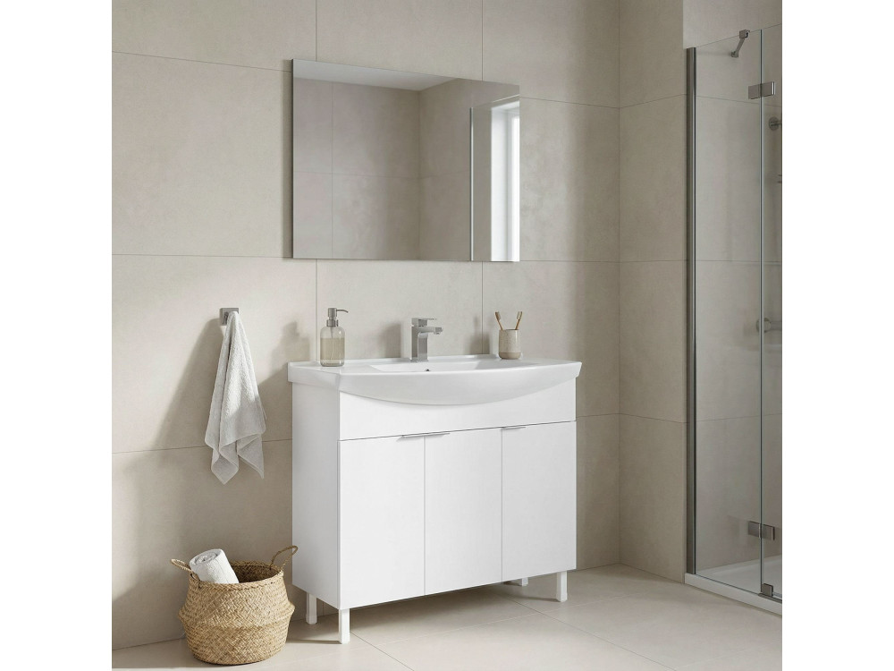 Wastafelmeubel met spiegel (2-delig) "Purus 100" - 100 x 50 x 83 cm - Wit