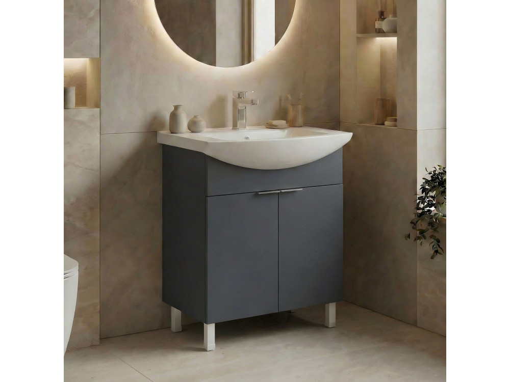Wastafelmeubel "Purus 65" - 65 x 50 x 83 cm - Mat antraciet