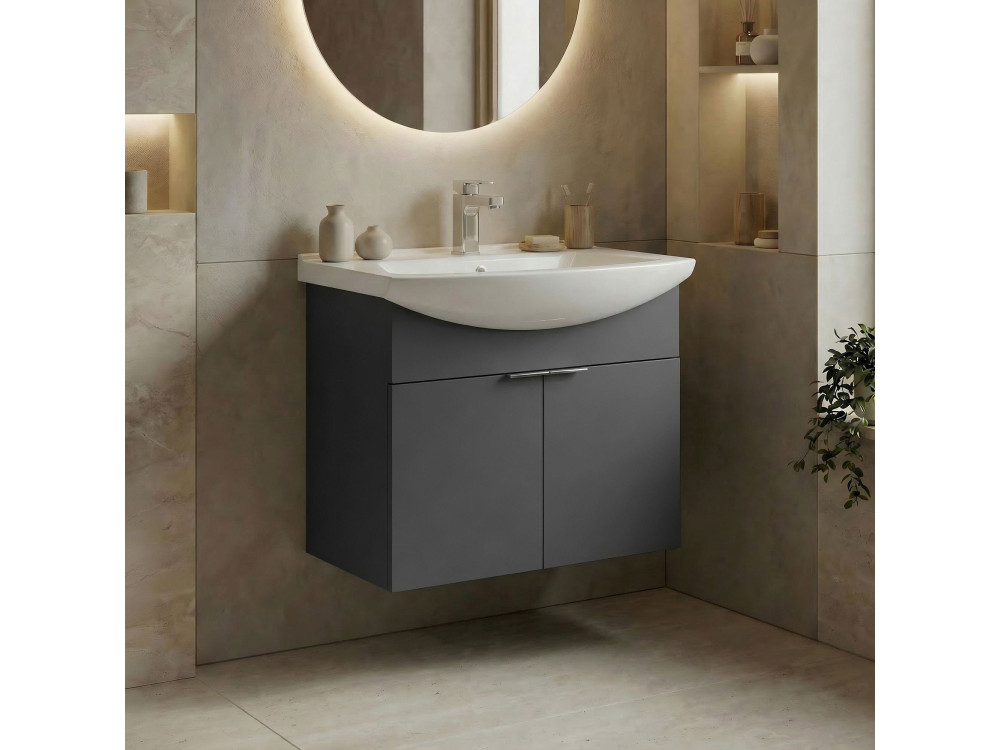 Wastafelmeubel "Purus 65" - 65 x 50 x 58 cm - Mat antraciet