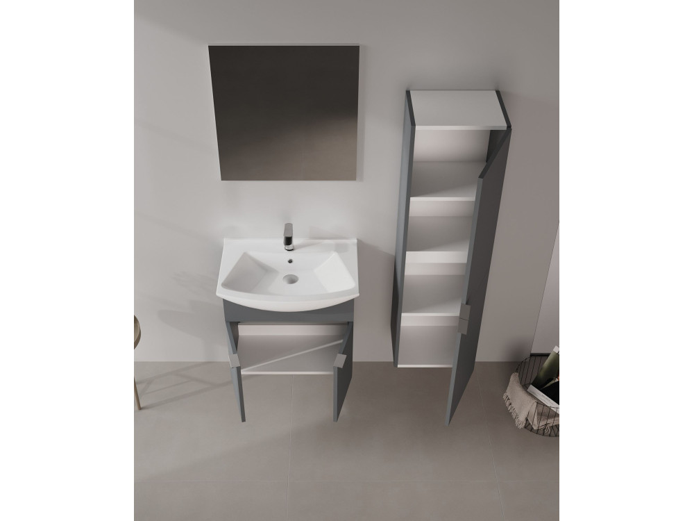 Wastafelmeubel "Purus 65" - 65 x 50 x 58 cm - Mat antraciet