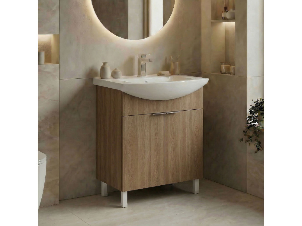 Wastafelmeubel "Purus 65" - 65 x 50 x 83 cm - Sonomo Oak