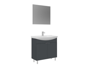 Wastafelmeubel met spiegel (2-delig) "Purus 80" - 80 x 50 x 83 cm - Mat antraciet