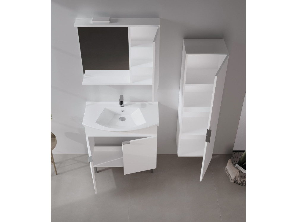 Wastafelmeubel met spiegel (2-delig) "Purus 80" - 80 x 50 x 83 cm - Wit