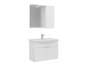 Wastafelmeubel met spiegel (2-delig) "Purus 80" - 80 x 50 x 58 cm - Wit