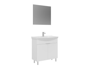 Wastafelmeubel met spiegel (2-delig) "Purus 80" - 80 x 50 x 83 cm - Wit