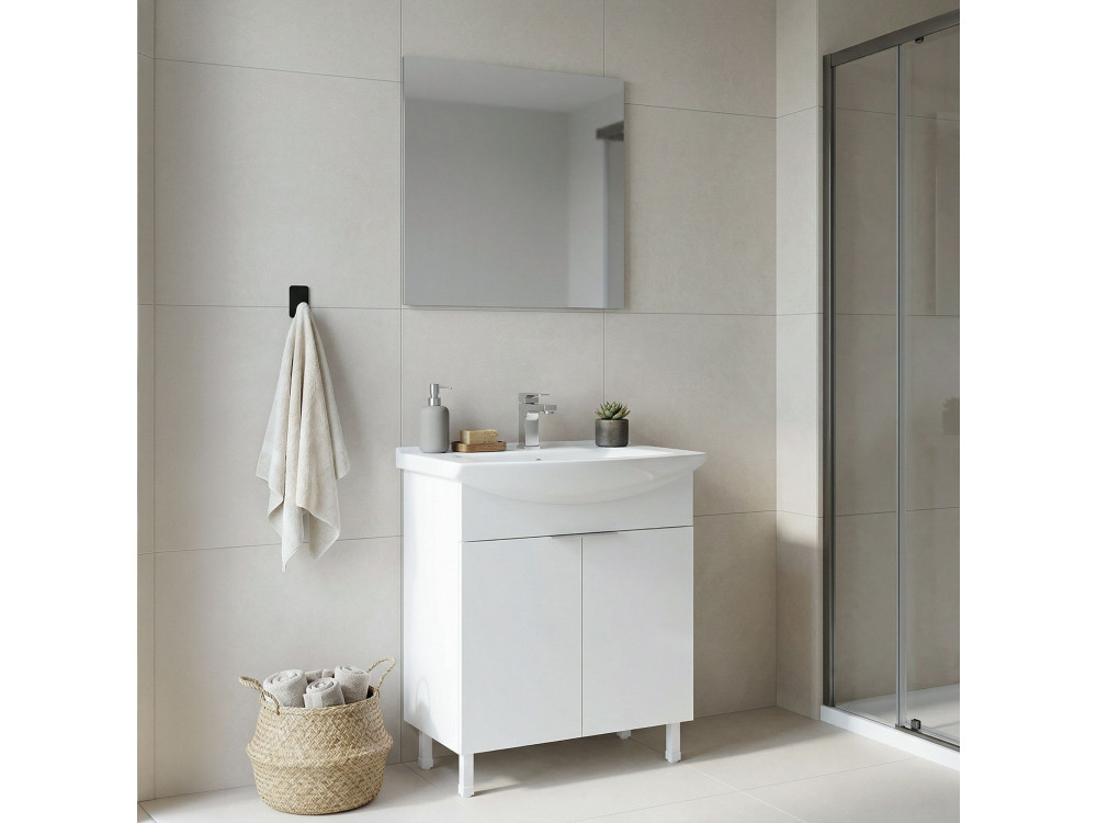Wastafelmeubel met spiegel (2-delig) "Purus 80" - 80 x 50 x 83 cm - Wit
