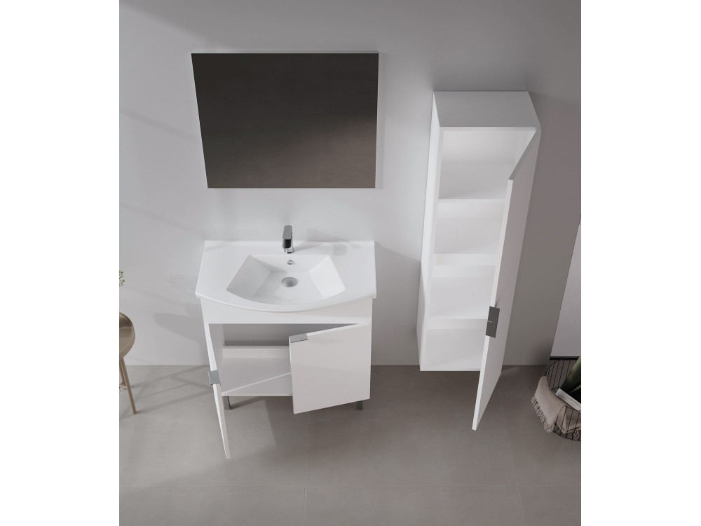 Wastafelmeubel met spiegel (2-delig) "Purus 80" - 80 x 50 x 83 cm - Wit