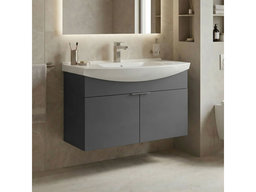 Wastafelmeubel "Purus 80" - 80 x 50 x 58 cm - Mat antraciet