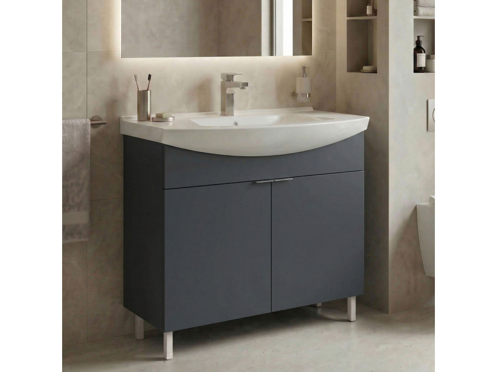Wastafelmeubel "Purus 80" - 80 x 50 x 83 cm - Mat antraciet