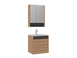 Wastafelmeubel met spiegel (2-delig) "Ricato 60" - 61 x 47 x 62 cm - eiken