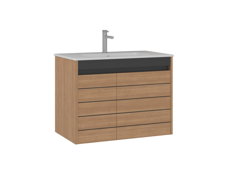 Wastafelmeubel "Ricato 80" - 81 x 47 x 62 cm - Walnoot