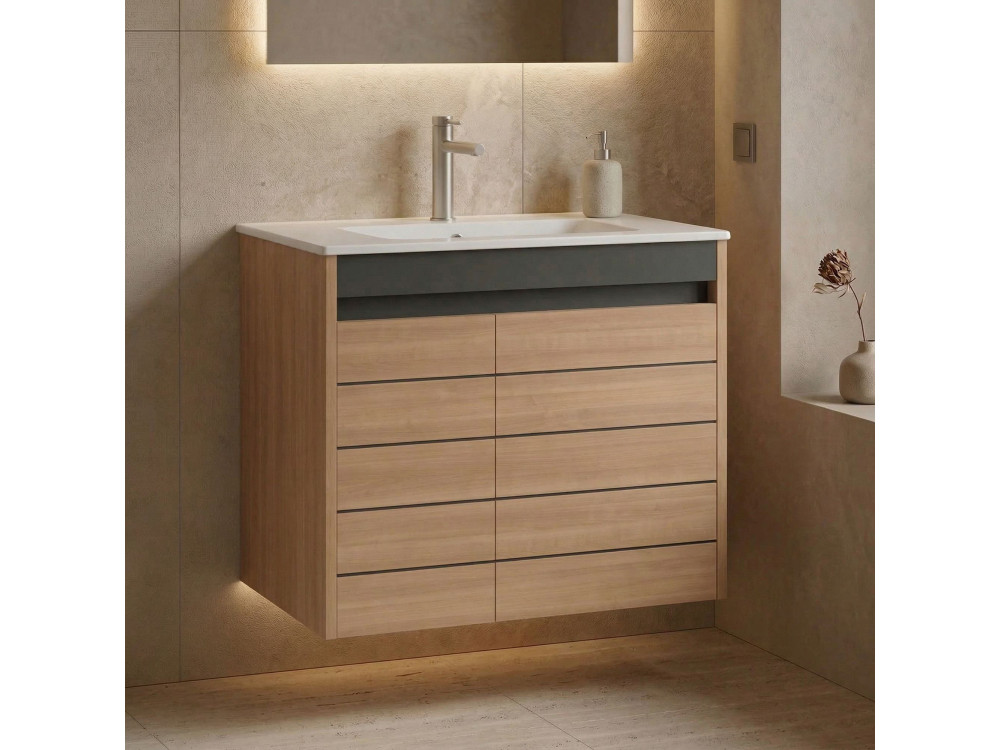 Wastafelmeubel "Ricato 80" - 81 x 47 x 62 cm - Walnoot