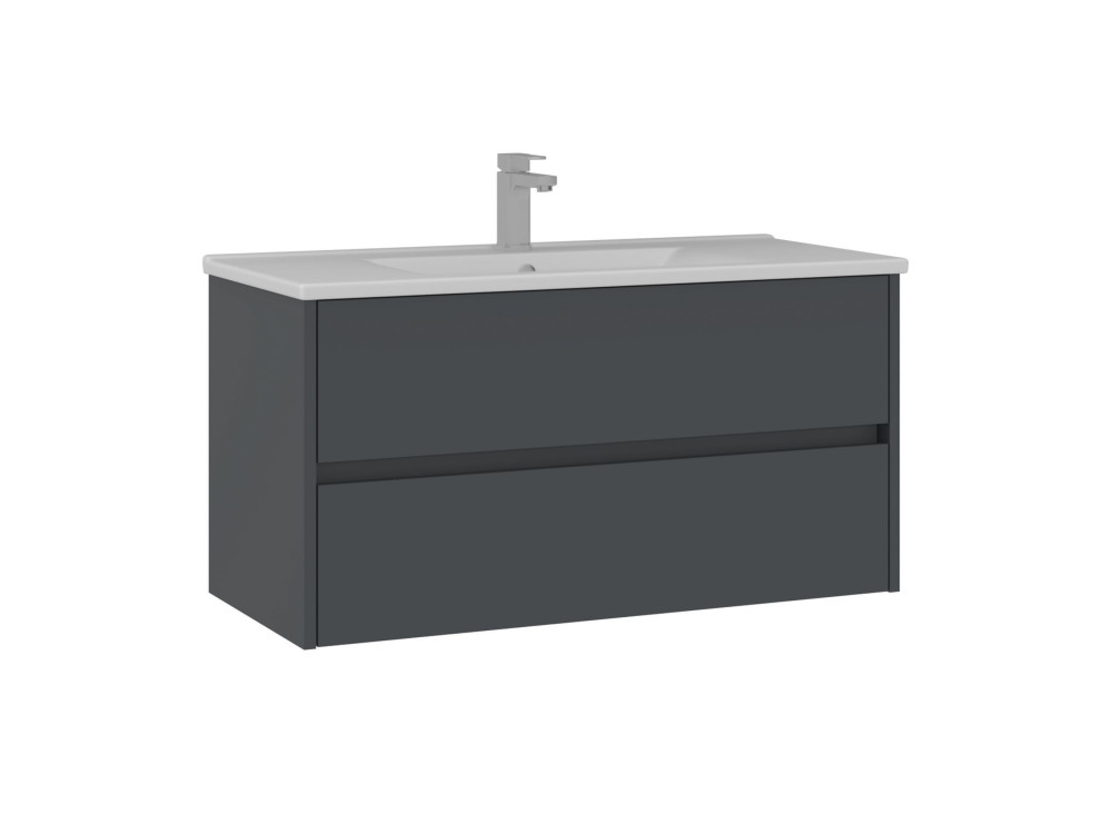 Wastafelmeubel "Side 100 v3" - 100 x 45 x 52 cm - Mat antraciet
